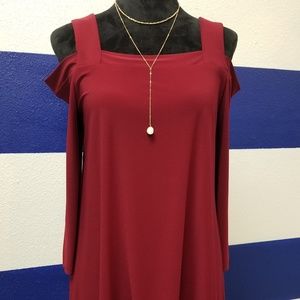 Cold Shoulder Burgundy Blouse